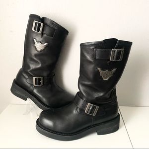 Harley Davidson black leather motorcycle boots mens size 8.5